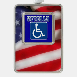 Mit Behinderung behinderte Veteranen USA Rahmen-Ornament Silber