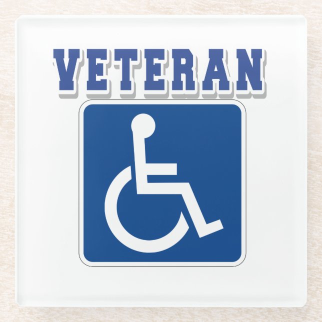 Mit Behinderung behinderter Veteran Glasuntersetzer (Vorderseite)