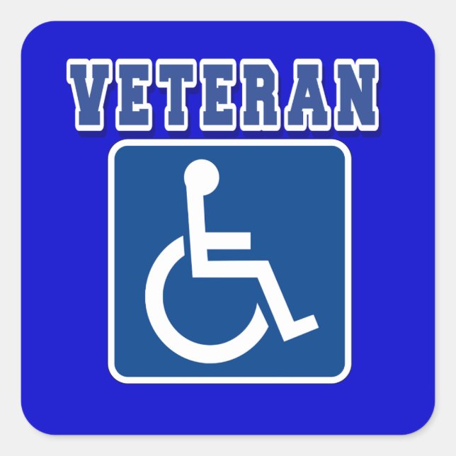 Mit Behinderung behinderter Veteran Quadratischer Aufkleber (Vorderseite)