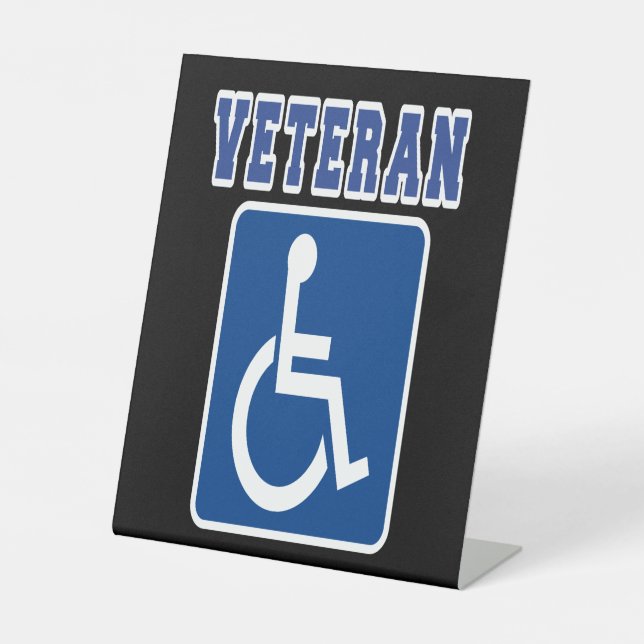 Mit Behinderung behinderter Veteran Sockelschild (Vorderseite)