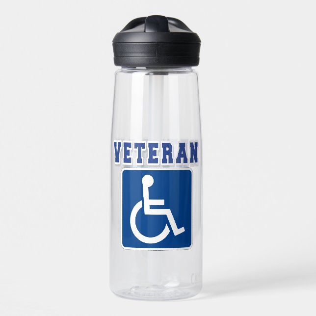 Mit Behinderung behinderter Veteran Trinkflasche (Vorne)