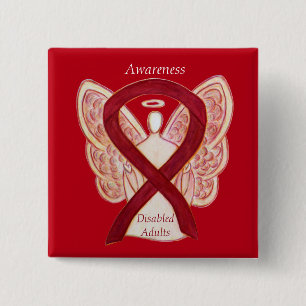 Mit Behinderung Erwachsenenbewusstsein Angel Ribbo Button