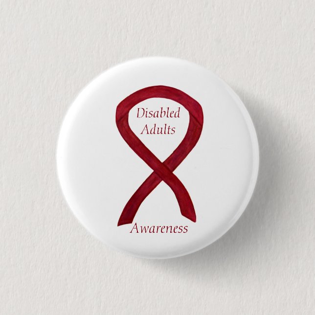 Mit Behinderung Erwachsenenbewusstsein Ribbon Cust Button (Vorderseite)