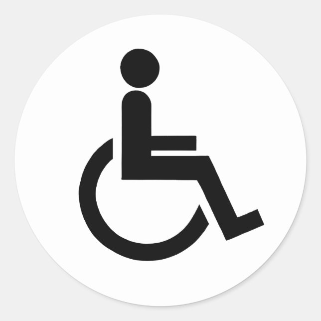 Mit Behinderung Handicap für Schwarz/Weiß Runder Aufkleber (Vorderseite)