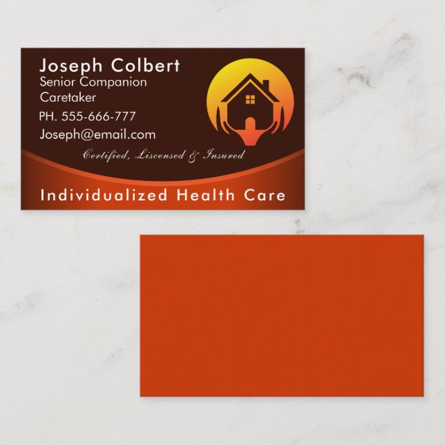 Mit Behinderung Homecare Caregiver Nurse Zuhause i Visitenkarte (Vorne/Hinten)
