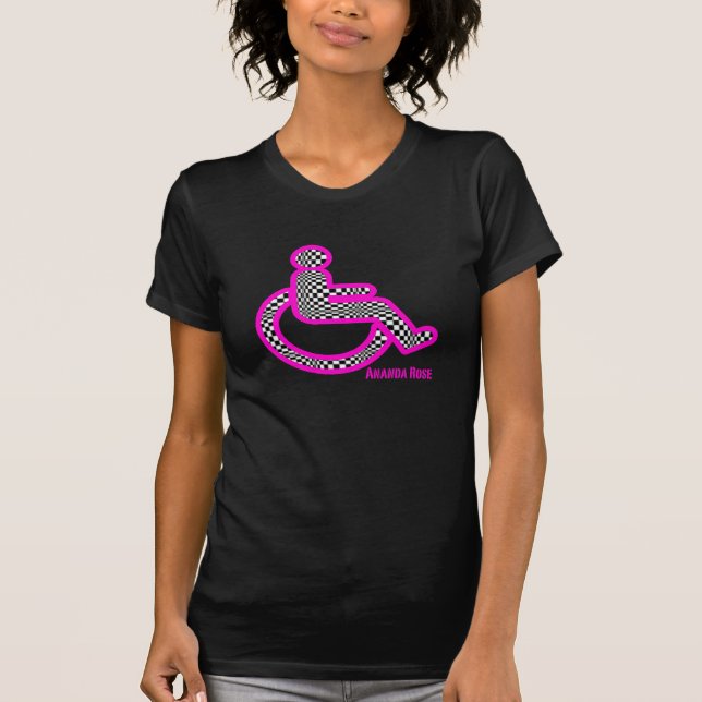 Mit Behinderung im T - Shirt der Retro rosa Frauen (Vorderseite)