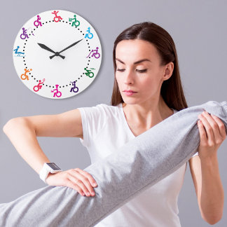 Mit Behinderung Stickman hat Spaß! Große Wanduhr