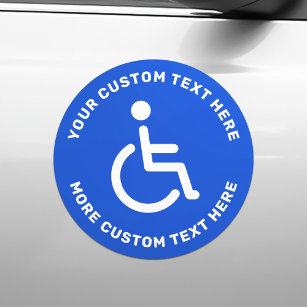 Mit Behinderung Symbol für Behinderte, blau, rund Auto Magnet