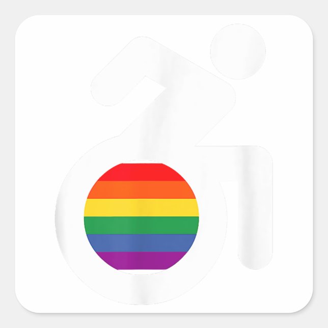 Mit Behinderung- und Gay-LGBT-Rollstuhl Quadratischer Aufkleber (Vorderseite)
