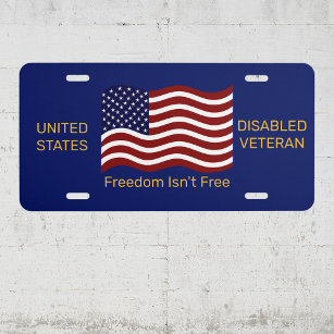 Mit Behinderung Veteran USA Flag Custom Text Vanit US Nummernschild