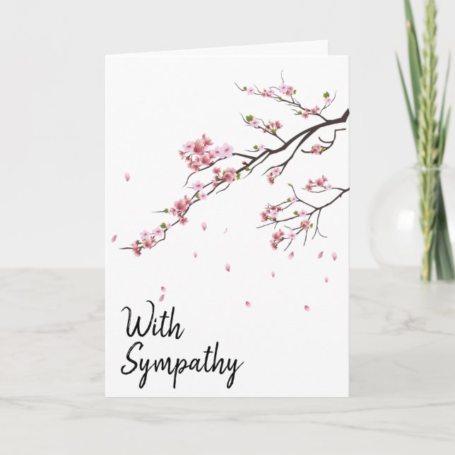 "Mit Beileid" Cherry Blossom Karte (Vorderseite)
