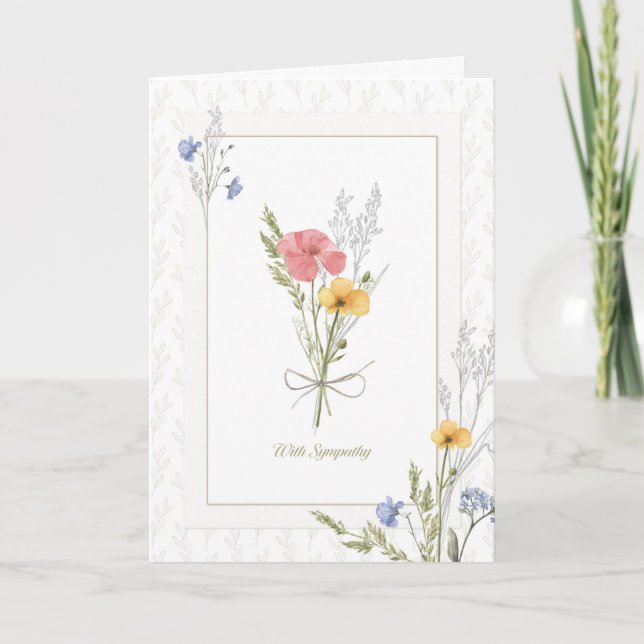 Mit Beileid Hübsch gepresste Florals Karte (Vorderseite)