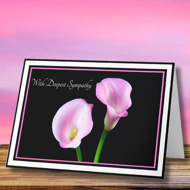 Mit Beileid Pink Calla Lilien Grußkarte Karte (Von Creator hochgeladen)