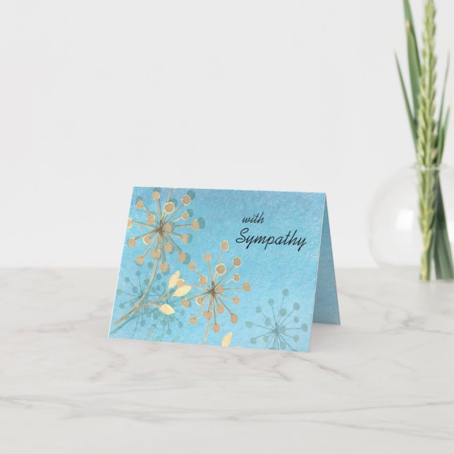 Mit Beileid, Wasserfarben-Blume-Pods, blaues Gold Karte (Vorderseite)