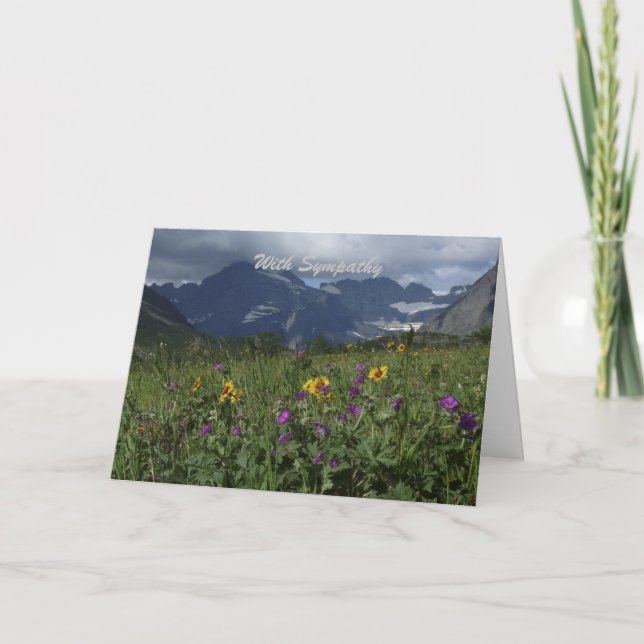 Mit Beileid, Wildblumen in den Bergen grüßen Karte (Vorderseite)