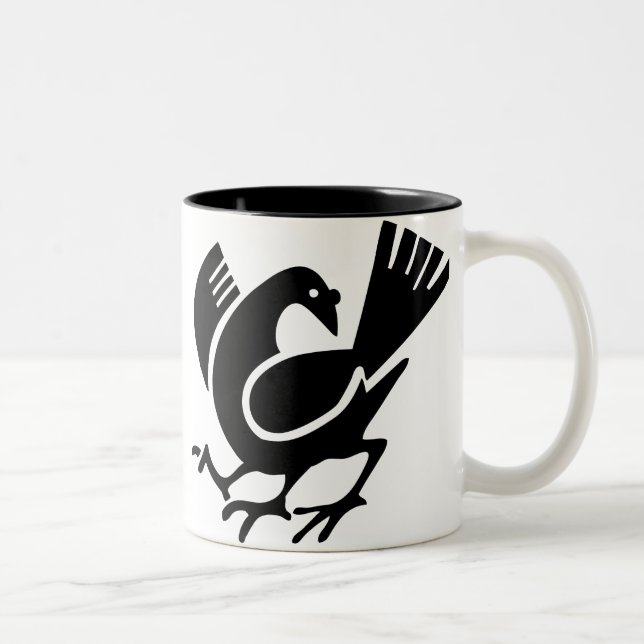 Mit Beinen versehene Krähe drei Zweifarbige Tasse (Rechts)
