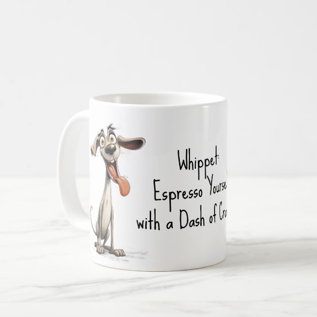 Mit benutzerdefiniertem Text 🐶 verrückte 🤪 Kaffeetasse (Vorderseite Links)