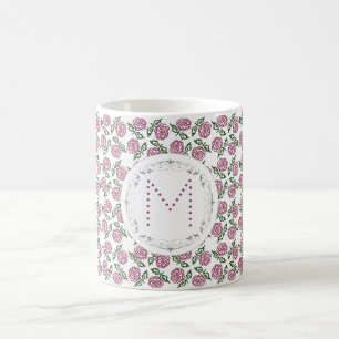 mit Blumen. Monogramm Kaffeetasse
