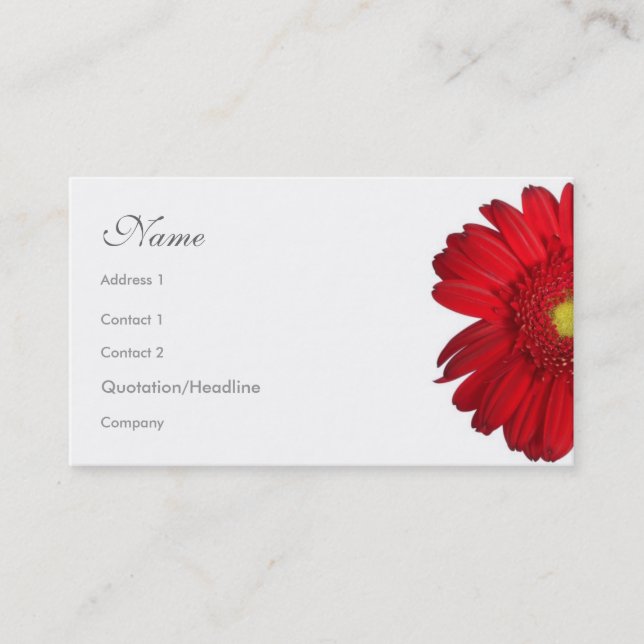 Mit Blumen - rotes Gänseblümchen Visitenkarte (Vorderseite)