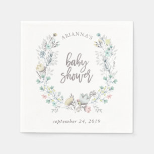 Mit BlumenBabyparty des Aquarell-botanische Serviette