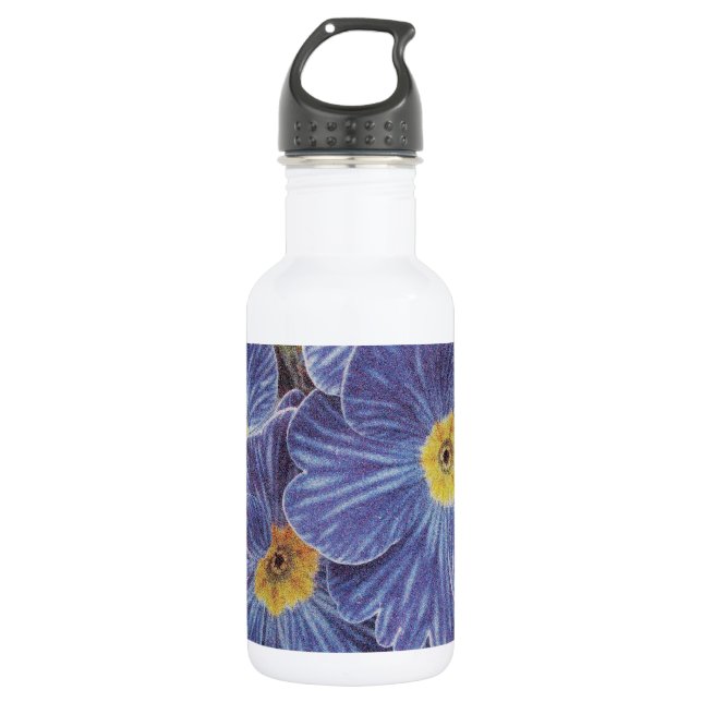 mit Blumendruck | Blaue Blume Trinkflasche (Vorderseite)