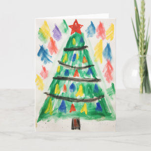 Mit Buntstiften verzierte Weihnachtsbaum-Weihnacht Karte