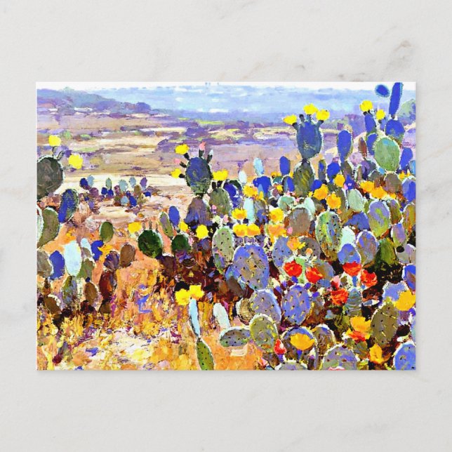 Mit Cacti, Gemälde von Julian Onderdonk Postkarte (Vorderseite)