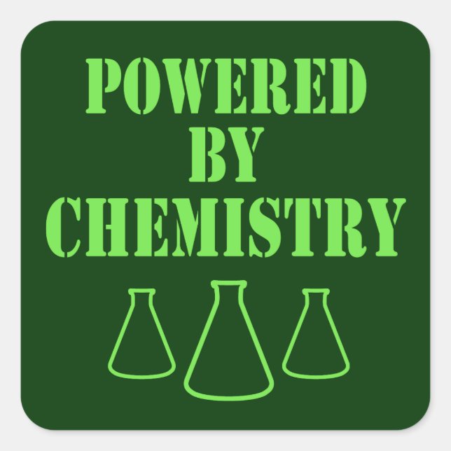 Mit Chemie betrieben Quadratischer Aufkleber (Vorderseite)