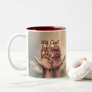 Mit Christus, Kaffee-Tasse Zweifarbige Tasse