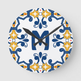 Mit dem ersten 💛 💙 blauen und gelben Azulejos Runde Wanduhr