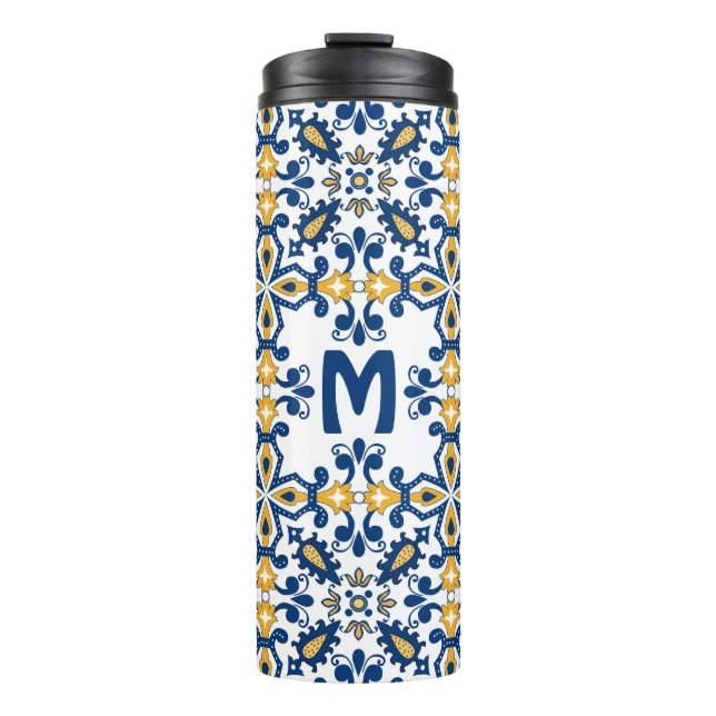 Mit dem ersten 💛 💙 blauen und gelben Azulejos Thermosbecher (Vorderseite)