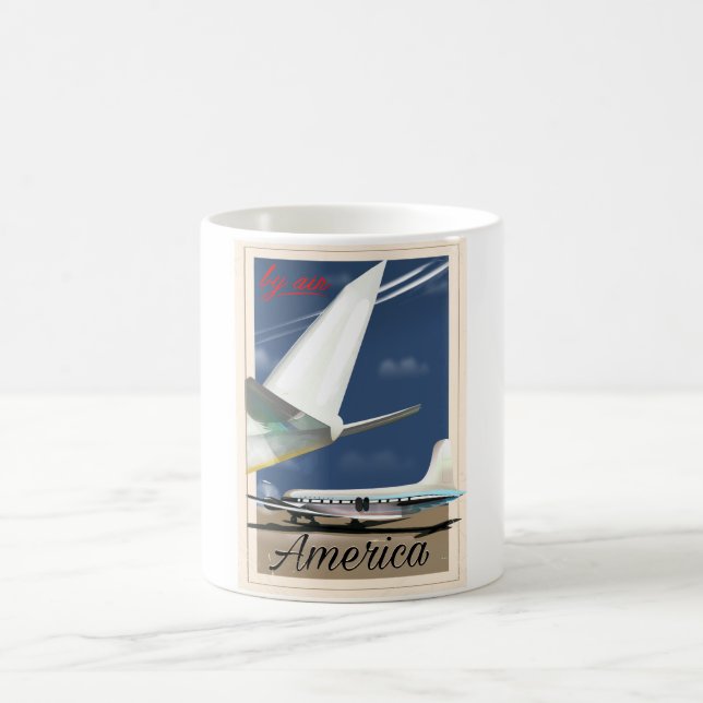 Mit dem Flugzeug - Amerika Kaffeetasse (Mittel)