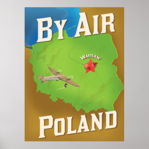 Mit dem Flugzeug nach Polen Reiseplakat Poster