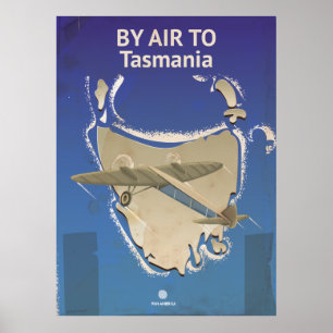 Mit dem Flugzeug nach Tasmanien Vintage-Reiseplaka Poster