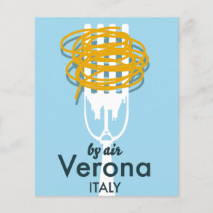 Mit dem Flugzeug nach Verona Italien Retro-Reisepo Flyer