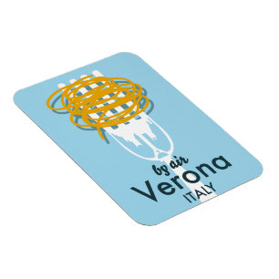 Mit dem Flugzeug Verona Italien Retro-Reiseposter. Magnet