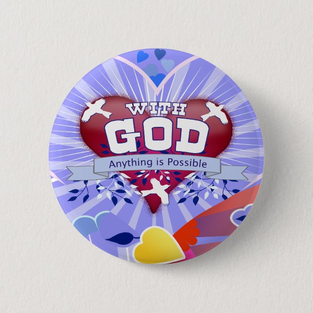 Mit dem Herzen Gottes Button (Vorderseite)