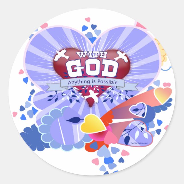 Mit dem Herzen Gottes Runder Aufkleber (Vorderseite)