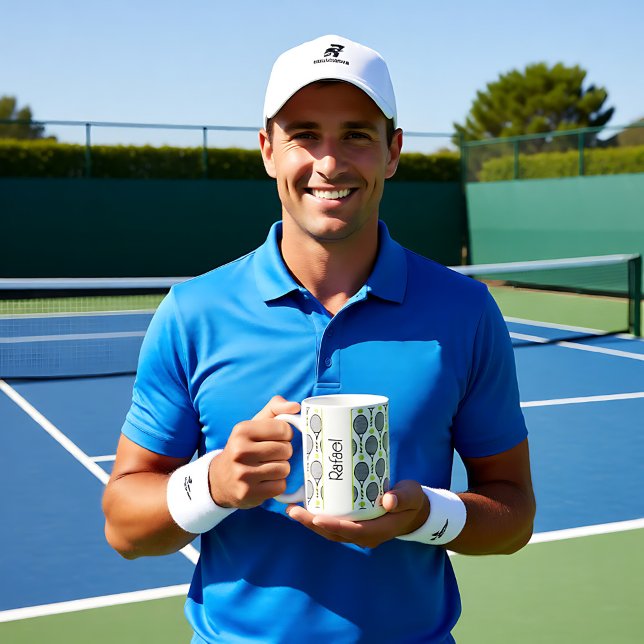 🎾 Mit dem Namen schwarz und grün Tennis 🎾 Weiß Kaffeetasse (🎾With name black and green tennis🎾 white Coffee Mug)