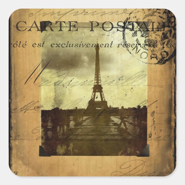 Mit dem Poststempel Paris Quadratischer Aufkleber (Vorderseite)