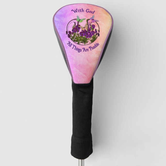 Mit dem Schmetterling Blume Kunst Inspiration Golf Headcover (Vorderseite)