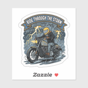 Mit dem Sturm durchfahren Biker Motorrad Vinyl Aufkleber