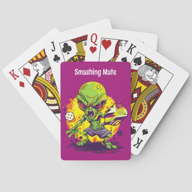 Mit dem Text Außerirdisches Chaos Spielkarten (Rückseite)