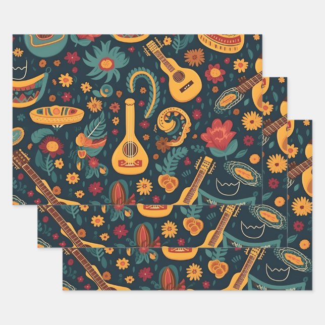 Mit dem trendigen CincoDeMayo-Muster machen Sie Ih Geschenkpapier Set (Set)