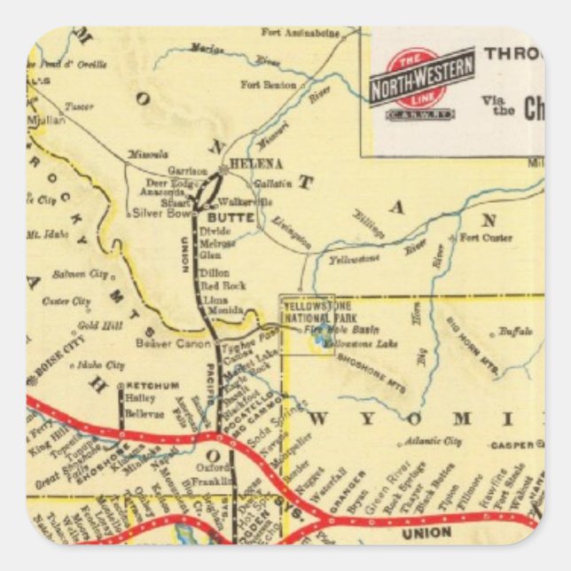 Mit dem Zug ab Chicago Quadratischer Aufkleber (Vorderseite)