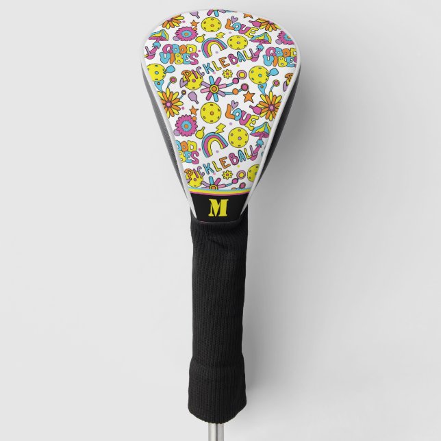 Mit den 90ern, Groovy, Retro, weiß Golf Headcover (Vorderseite)