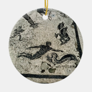 Mit den Delphinen, vom Frigidarium O schwimmen Keramikornament