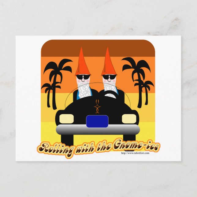 Mit den Gnom-Ies rollen Postkarte (Vorderseite)