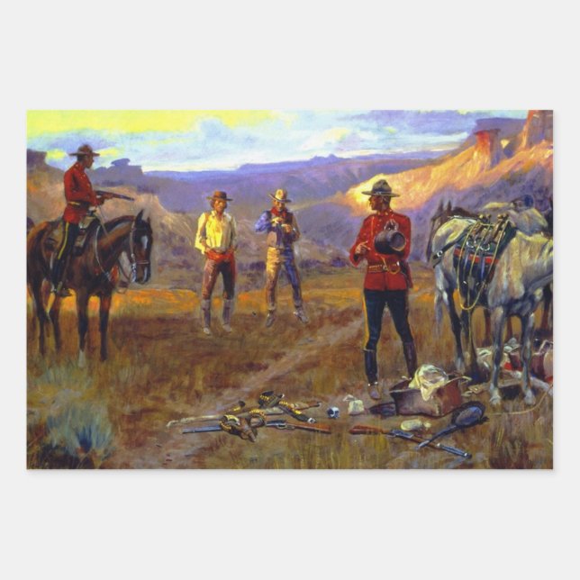 "Mit den Waren gefangen" von Charles M. Russell Geschenkpapier Set (Vorderseite 2)