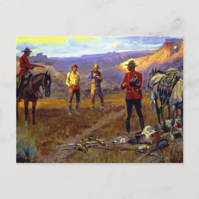 "Mit den Waren gefangen" von Charles M Russell Postkarte (Vorderseite)